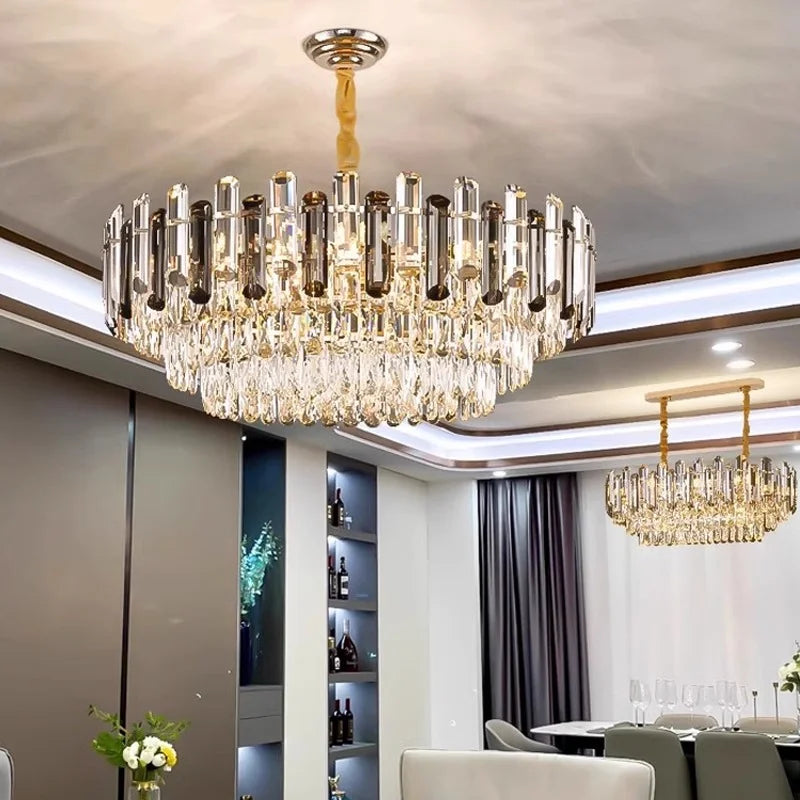 Lustre Cristal Doré à Étages — Ø60 cm