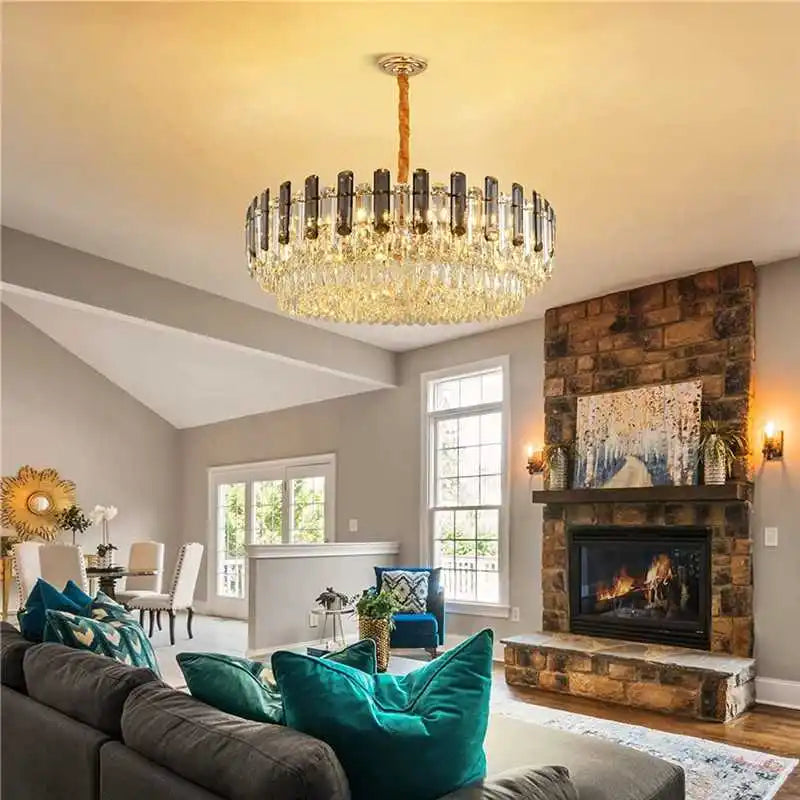 Lustre Cristal Doré à Étages — Ø60 cm