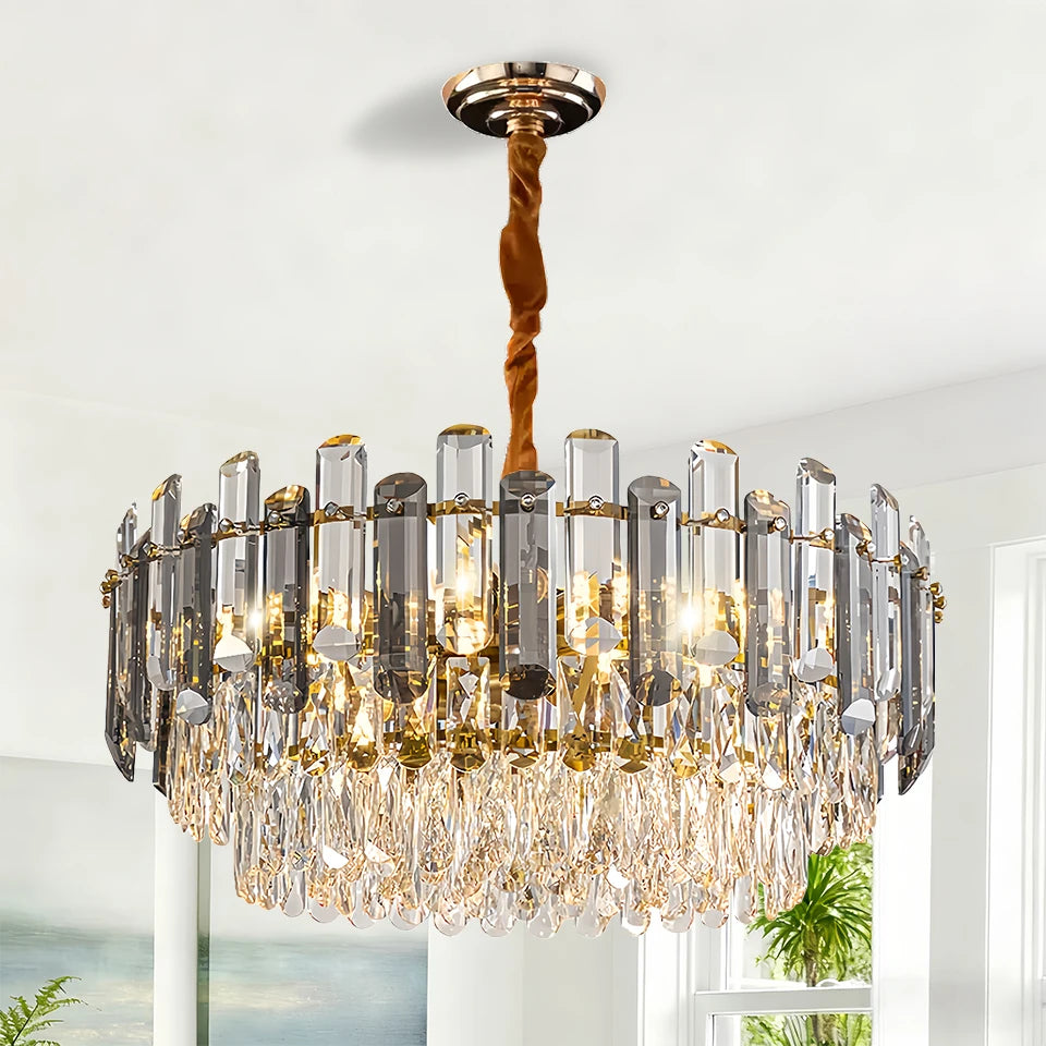 Lustre Cristal Doré — Ø40 cm, 5 Lumières