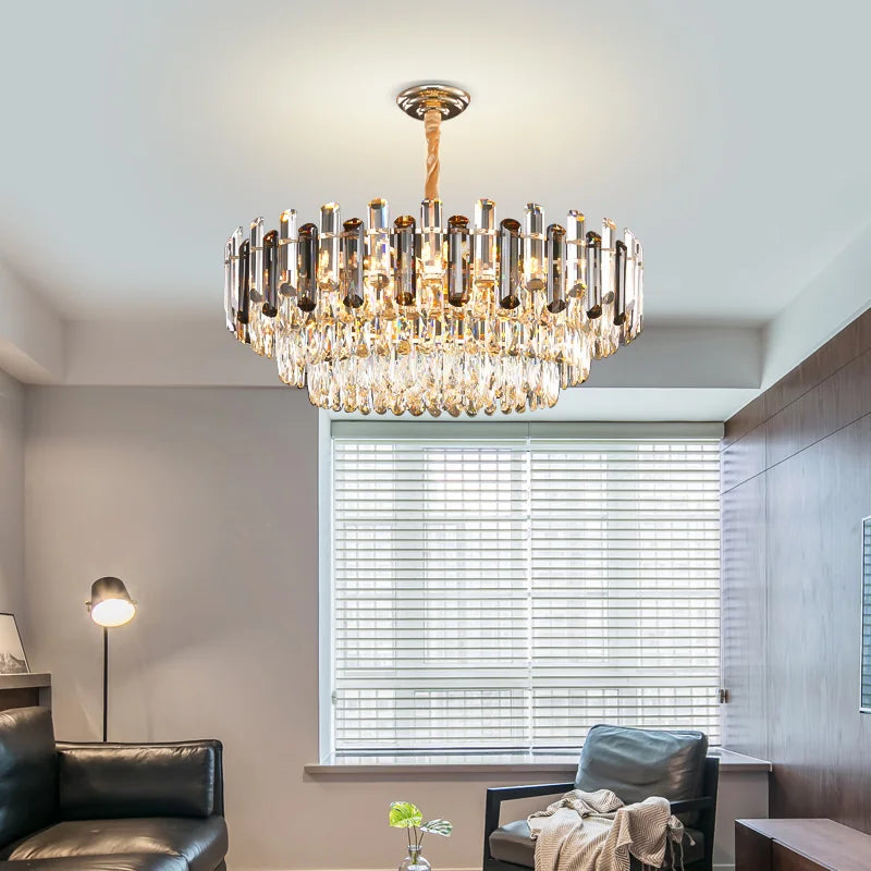 Lustre Cristal Doré à Étages — Ø60 cm