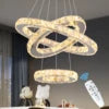 Lustre LED 3 Anneaux en Cristal — 47 W, Télécommande