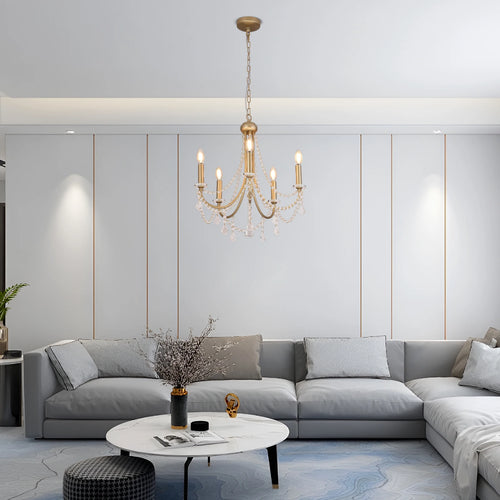 Lustre Cristal Doré Classique — Ø50 × H56 cm