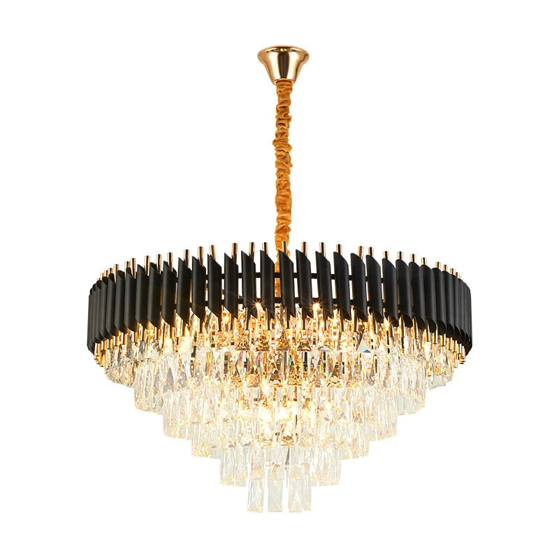 Lustre Cristal Noir — Ø55 × H38 cm, 9 Lumières