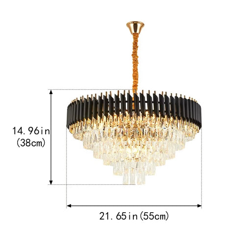 Lustre Cristal Noir — Ø55 × H38 cm, 9 Lumières