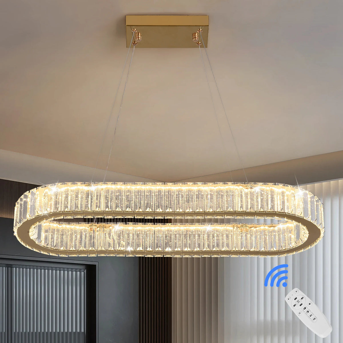 Lustre LED Cristal Oblong — L70 cm