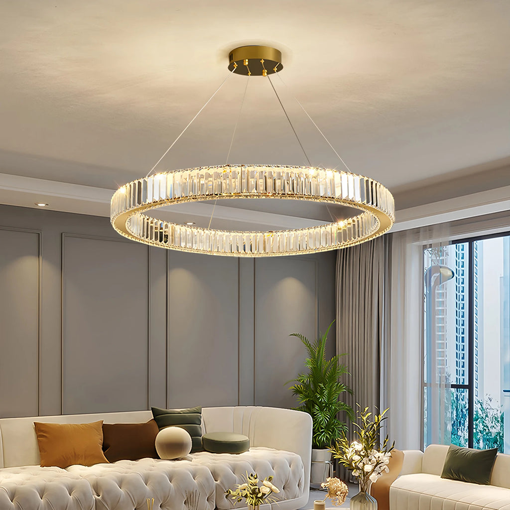 Lustre LED à Anneaux en Cristal — Ø55 cm