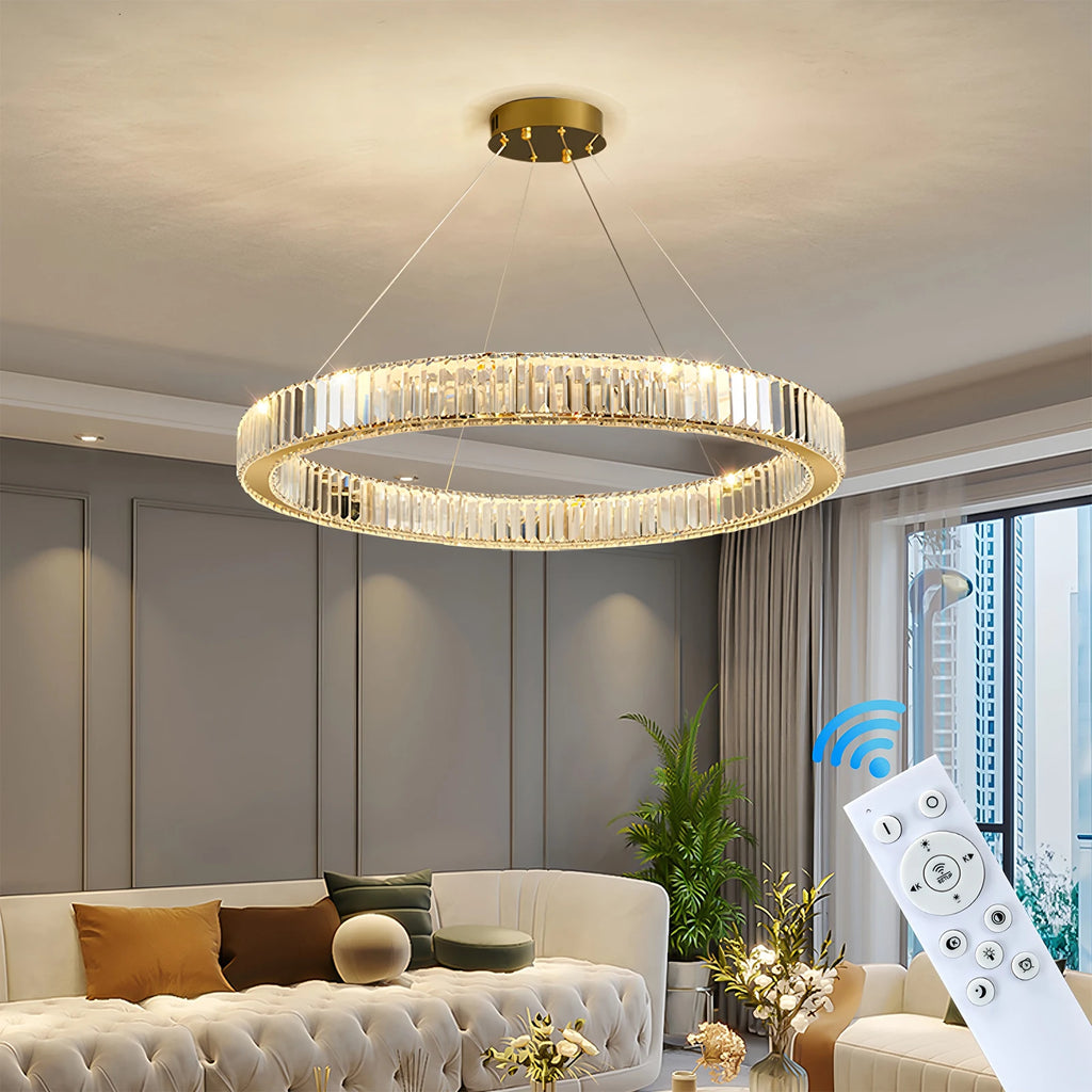 Lustre LED à Anneaux en Cristal — Ø55 cm